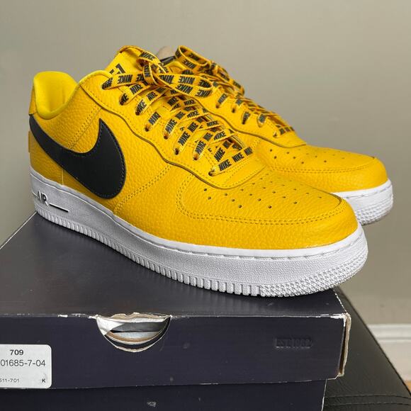 Nike x NBA Air force 1 Amarillo Large black swoosh yellow mens 10